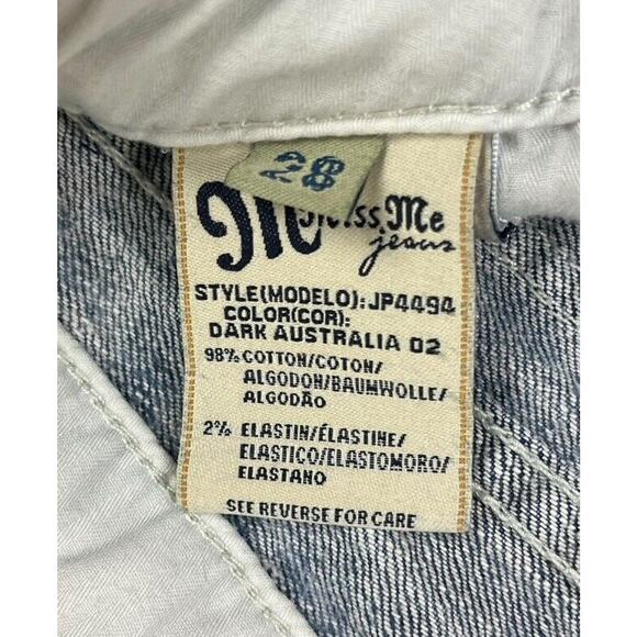 Miss Me Embroidered Denim Jeans Y2K Dark Australian 02 Blue Flap Pockets Size 28 - Picture 10 of 11